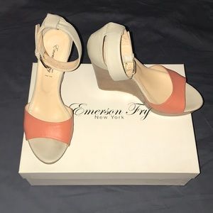 Emerson Fry Leather Wedge Sandals // Cream & Pink
